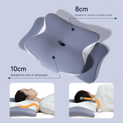 Light Green Ergonomic Butterfly Memory Foam Pillow - Cervical Neck Support for Side, Back & Stomach Sleepers, Orthopedic Contour Design.