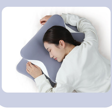 Light Green Ergonomic Butterfly Memory Foam Pillow - Cervical Neck Support for Side, Back & Stomach Sleepers, Orthopedic Contour Design.