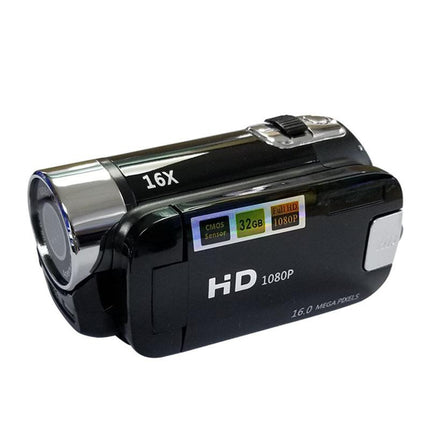 Black Capture Life's Moments: HD 1080P Digital Camcorder - 16MP Photos, 16X Digital Zoom, 2.7" LCD Screen.