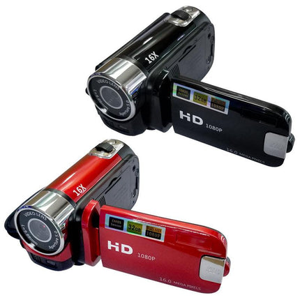 Black Capture Life's Moments: HD 1080P Digital Camcorder - 16MP Photos, 16X Digital Zoom, 2.7" LCD Screen.