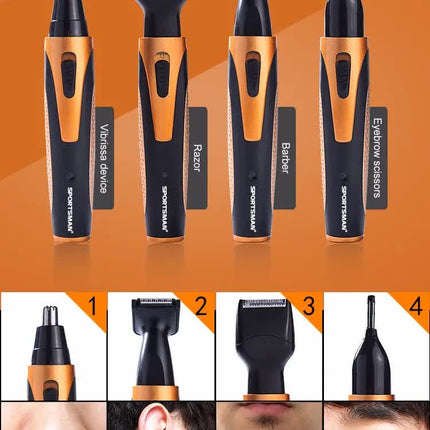 Purple and Black Versatile 4-in-1 USB Rechargeable Men's Grooming Kit - Precision Nose, Ear, Eyebrow Trimmer & Detail Shaver.