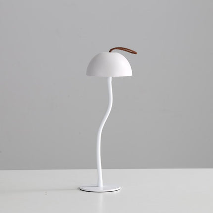 White Sleek Minimalist LED Mushroom Table Lamp - Rechargeable 3-Color Touch Control, Bar & Ambient Light.