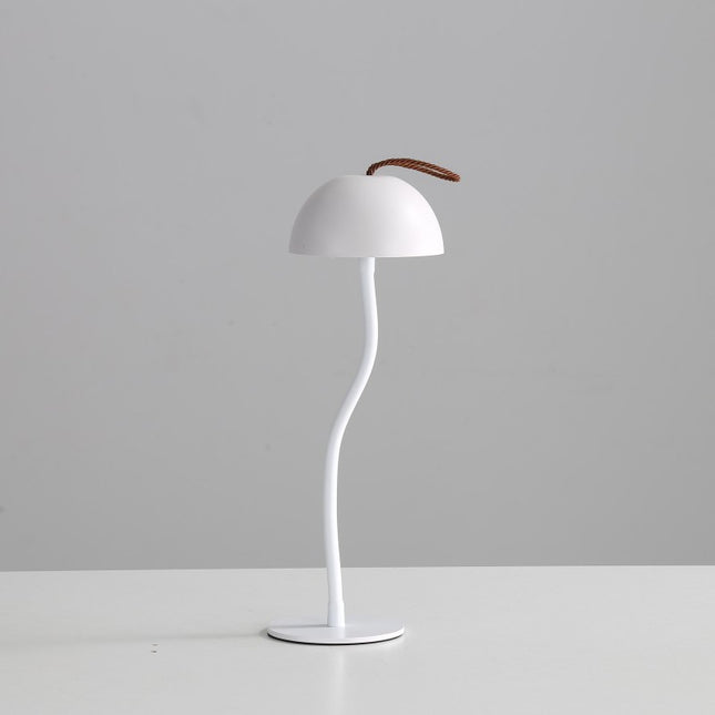 White Sleek Minimalist LED Mushroom Table Lamp - Rechargeable 3-Color Touch Control, Bar & Ambient Light.