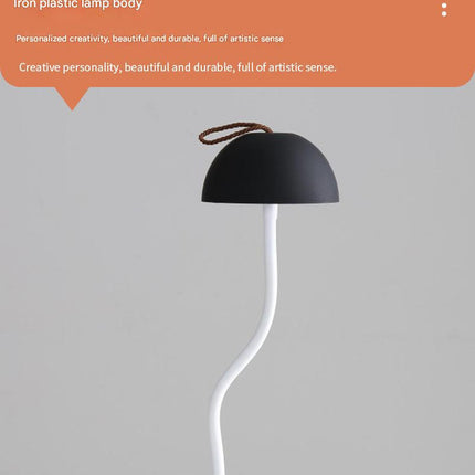 Black Three-dimensional stripes Sleek Minimalist LED Mushroom Table Lamp - Rechargeable 3-Color Touch Control, Bar & Ambient Light.