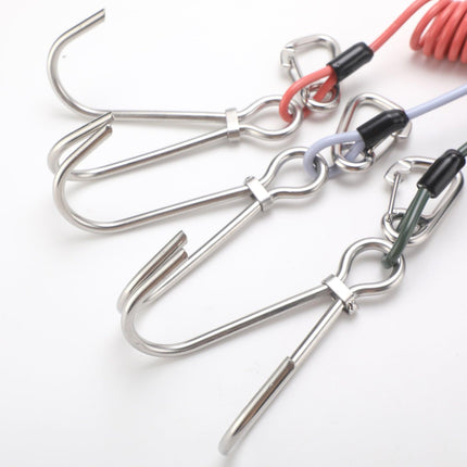 Blue Pro 316 Stainless Steel Diving Reef Hook - Single, Double Combo Pack - Current Hook with Coiled Safety Lanyard.