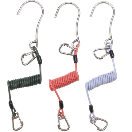Green Pro 316 Stainless Steel Diving Reef Hook - Single, Double Combo Pack - Current Hook with Coiled Safety Lanyard.