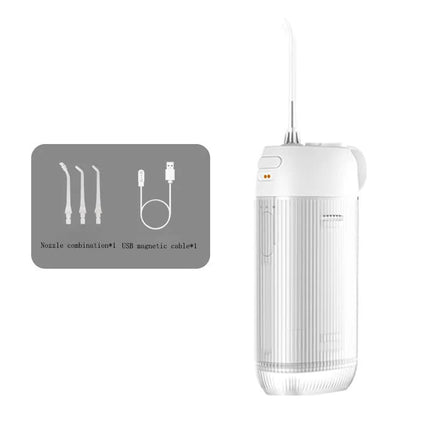 White Advanced Portable Water Flosser - USB Rechargeable Cordless Oral Irrigator, 3 Modes, IPX7 Waterproof for Travel & Home.