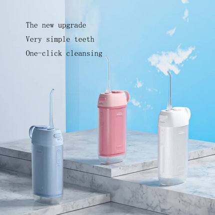 White Advanced Portable Water Flosser - USB Rechargeable Cordless Oral Irrigator, 3 Modes, IPX7 Waterproof for Travel & Home.