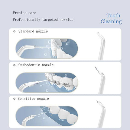 White Advanced Portable Water Flosser - USB Rechargeable Cordless Oral Irrigator, 3 Modes, IPX7 Waterproof for Travel & Home.