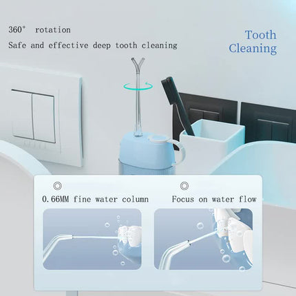White Advanced Portable Water Flosser - USB Rechargeable Cordless Oral Irrigator, 3 Modes, IPX7 Waterproof for Travel & Home.
