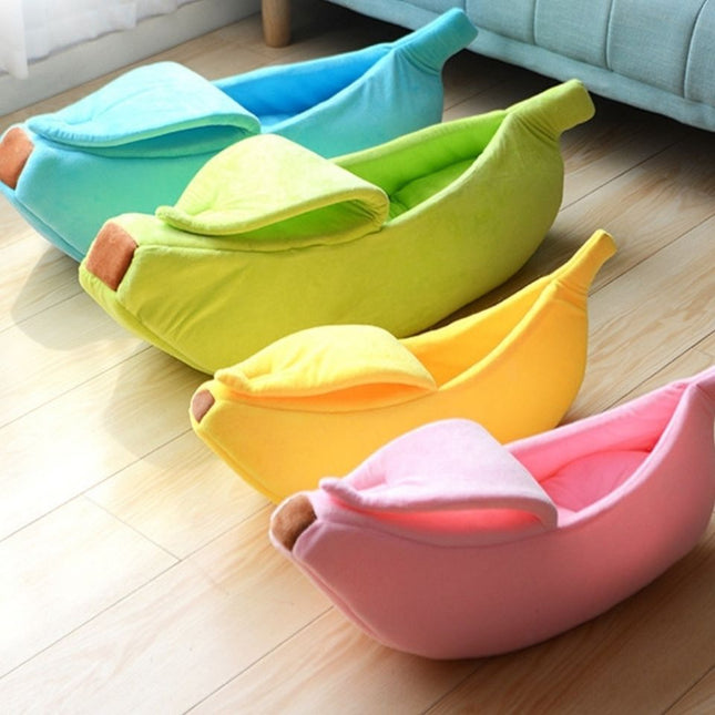 Pink Cozy Banana Peel Pet Bed - Plush & Warm Cave House for Cats & Small Dogs (Large).