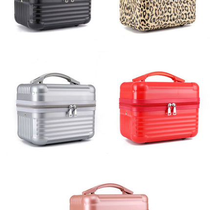 Black Durable Hard Shell Makeup Travel Case - Large Capacity Portable Cosmetic Organizer Box with Handle.