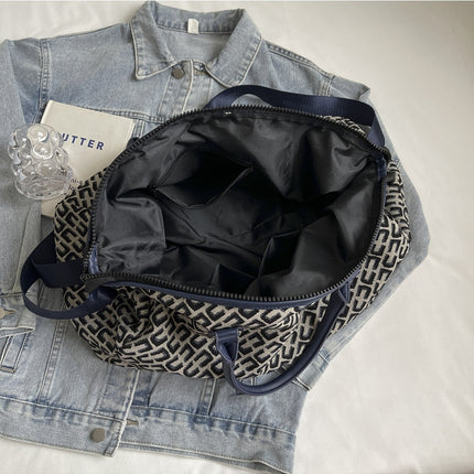 Black Stylish Geometric Pattern Travel Duffel Bag - Large Capacity Lightweight Weekender & Gym Bag.