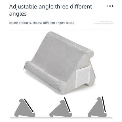 Grey Soft Multi-Angle Tablet Pillow Stand - Comfy Reading & Viewing Holder for iPads, Books, eReaders.