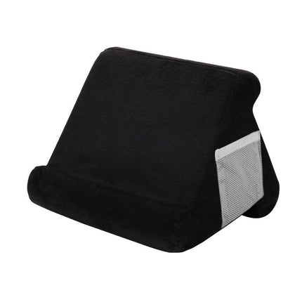 Black Soft Multi-Angle Tablet Pillow Stand - Comfy Reading & Viewing Holder for iPads, Books, eReaders.