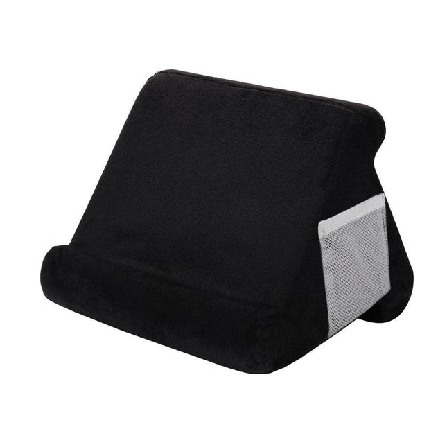 Black Soft Multi-Angle Tablet Pillow Stand - Comfy Reading & Viewing Holder for iPads, Books, eReaders.