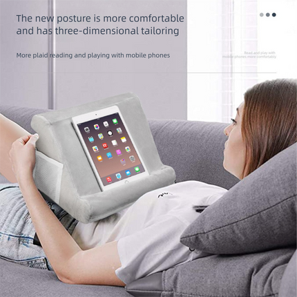 Purple Soft Multi-Angle Tablet Pillow Stand - Comfy Reading & Viewing Holder for iPads, Books, eReaders.