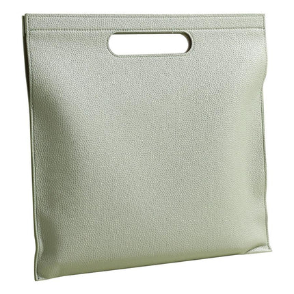 Light Green Professional A4 PU Leather Document Bag - Waterproof Handheld File Folder Portfolio for Business & Conference.