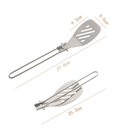 Silver 304 Stainless Steel Folding Camping Spatula  - 2 Pack Compact & Portable Outdoor Cooking Utensils.