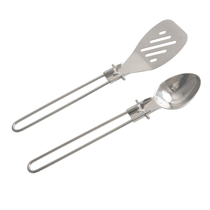 Silver 304 Stainless Steel Folding Camping Spatula  - 2 Pack Compact & Portable Outdoor Cooking Utensils.