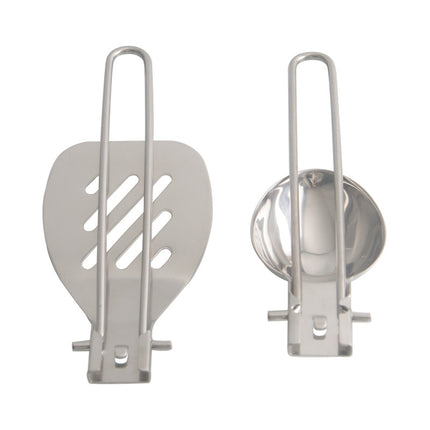 Silver 304 Stainless Steel Folding Camping Spatula  - 2 Pack Compact & Portable Outdoor Cooking Utensils.