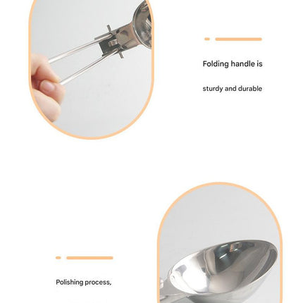 Silver 304 Stainless Steel Folding Camping Spatula  - 2 Pack Compact & Portable Outdoor Cooking Utensils.