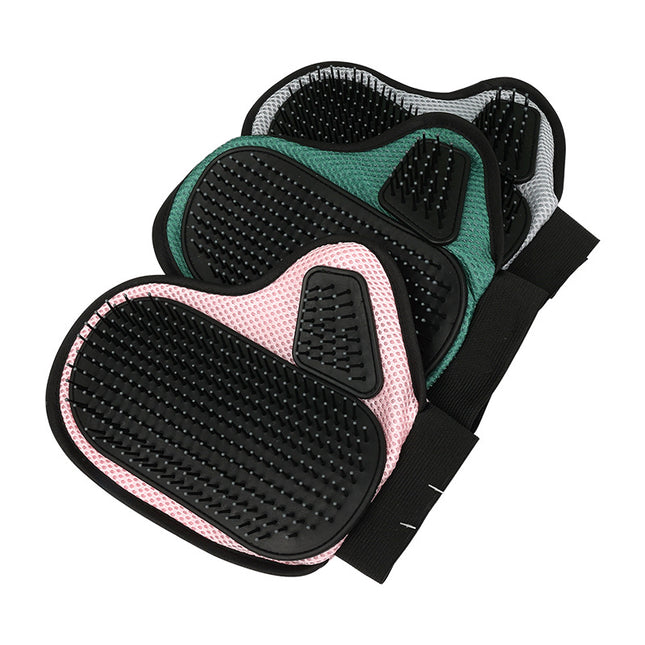 2 Pcs Pink And Black Pet Grooming Glove - Gentle Deshedding & Massage Mitt for Dogs & Cats, Efficient Fur Remover.
