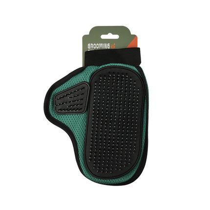 2 Pcs Green And Black Pet Grooming Glove - Gentle Deshedding & Massage Mitt for Dogs & Cats, Efficient Fur Remover.