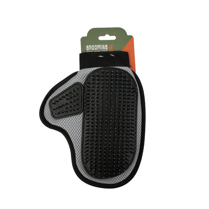 2 Pcs Grey And Black Pet Grooming Glove - Gentle Deshedding & Massage Mitt for Dogs & Cats, Efficient Fur Remover.