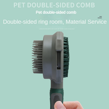 Pink And Grey Dual-Sided Pet Grooming Brush - Self-Cleaning Slicker & Gentle Massage Bath Comb for Dogs & Cats.