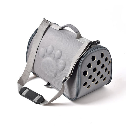 Grey Stylish EVA Pet Carrier Bag - Lightweight Portable & Breathable Travel Crate for Small Dogs & Cats.