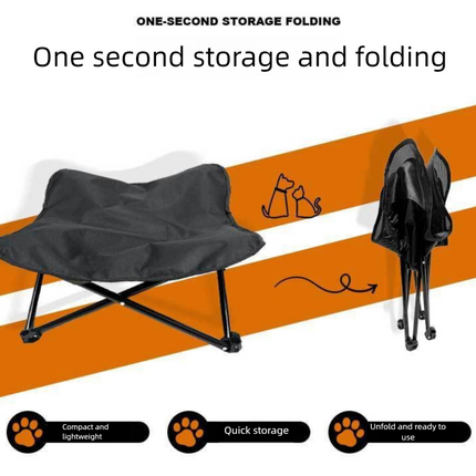 Black Elevated Comfort Pet Bed - Portable & Foldable Dog Cat Cot - Durable 600D Oxford Fabric, Washable Cover, All Seasons.