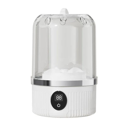 White Portable Mini Washing Machine - Rechargeable USB-C Electric Washer for Travel, Delicates & Socks.
