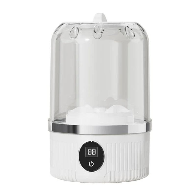 White Portable Mini Washing Machine - Rechargeable USB-C Electric Washer for Travel, Delicates & Socks.