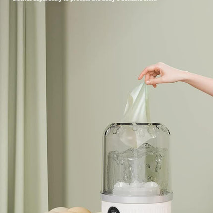 White Portable Mini Washing Machine - Rechargeable USB-C Electric Washer for Travel, Delicates & Socks.