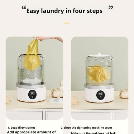 Blue Portable Mini Washing Machine - Rechargeable USB-C Electric Washer for Travel, Delicates & Socks.