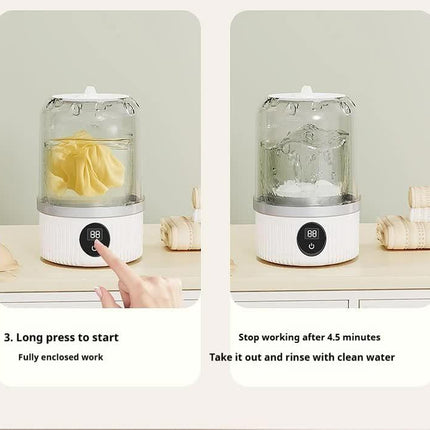Blue Portable Mini Washing Machine - Rechargeable USB-C Electric Washer for Travel, Delicates & Socks.
