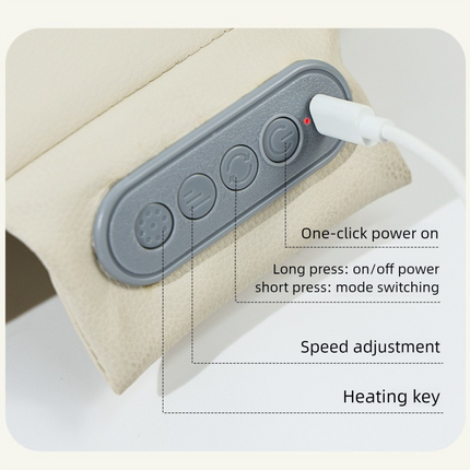 Grey Slim Wireless Shiatsu Back Massager Cushion - Rechargeable Heated Massage Pad for Full Back Relief.