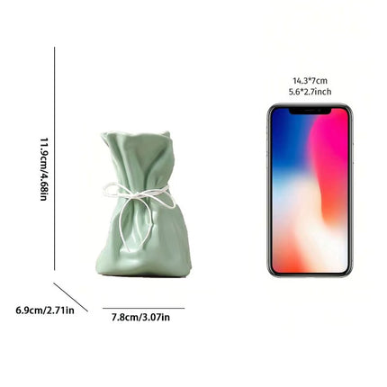 Green And White Chic Money Bag Inspired Vase - Modern Resin Decorative Flower Holder & Tabletop Accent(Use the mobile phone as a reference for size).