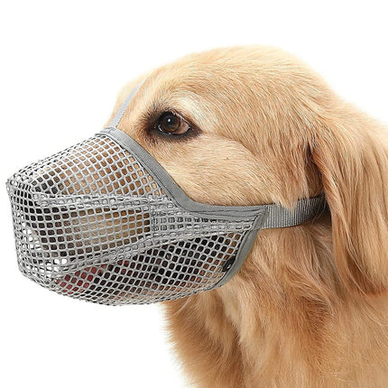 2 Pcs Size S Grey Breathable Mesh Dog Muzzle - Anti-Barking, Biting & Chewing - Adjustable & Comfortable Nylon Muzzle for Dogs.
