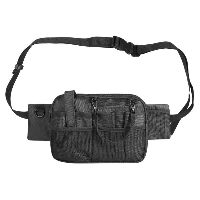 Black Nurse Utility Belt Bag - Multi-Pocket Medical Organizer Waist Pack for Tools & Essentials.
