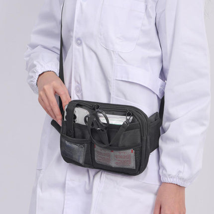 Grey Nurse Utility Belt Bag - Multi-Pocket Medical Organizer Waist Pack for Tools & Essentials.