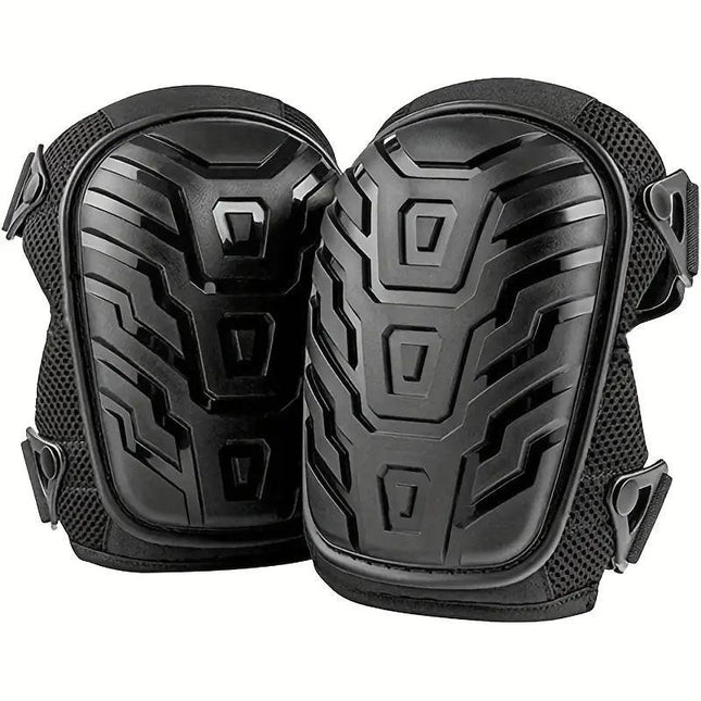 1 Pair Black Professional Hard Shell Knee Pads - Heavy Duty Protection for Work, Construction, Gardening & Outdoor Sports.