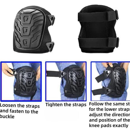 1 Pair Black Professional Hard Shell Knee Pads - Heavy Duty Protection for Work, Construction, Gardening & Outdoor Sports.