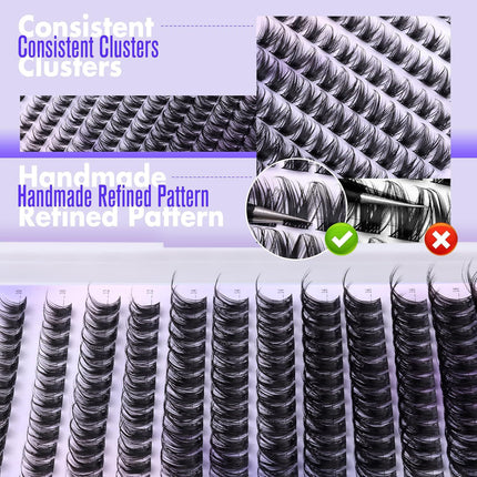 3 Pcs Black Stunning DIY Cluster Eyelash Extension Kit - 3 Trays, Mixed Lengths (10-18mm) Soft Vegan Wispy Lashes for Custom Volume.