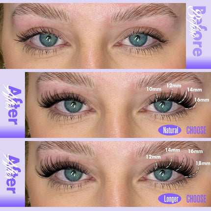 3 Pcs Black Stunning DIY Cluster Eyelash Extension Kit - 3 Trays, Mixed Lengths (10-18mm) Soft Vegan Wispy Lashes for Custom Volume.