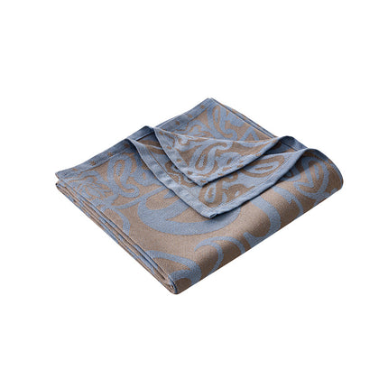 Brown,Taupe and Blue Elegant Patterned Throw Blanket - Soft Polyester Nap & Sofa Cover, 185x135cm Lightweight AC Blanket.