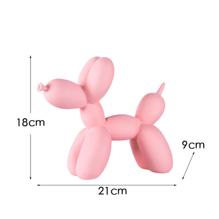 Light Pink Modern Resin Balloon Dog Sculpture - Playful Art Figurine with Golden Snout Accent.