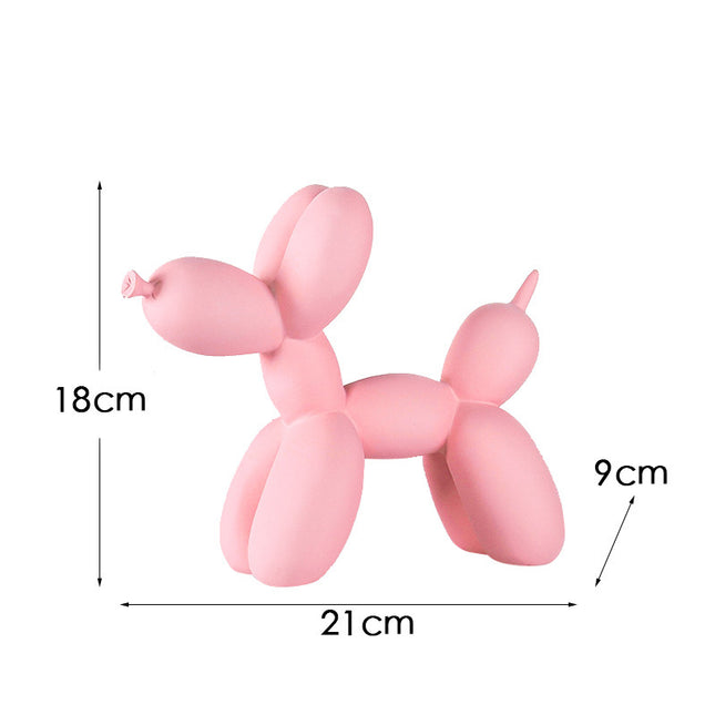 Light Pink Modern Resin Balloon Dog Sculpture - Playful Art Figurine with Golden Snout Accent.