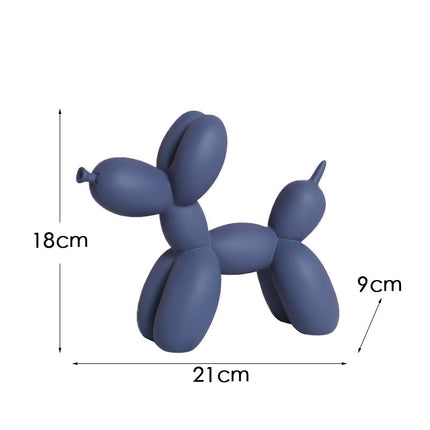 Dark Blue Modern Resin Balloon Dog Sculpture - Playful Art Figurine with Golden Snout Accent.